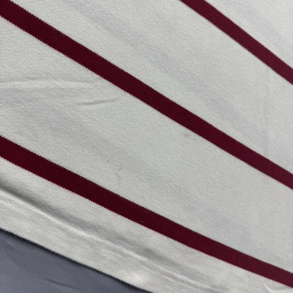 Express Classic Polo Men XXL Cream Burgundy Striped Short Sleeve Lion Logo Shirt